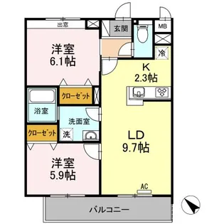 メゾン・デュ・パーク新都心【1階】の間取り