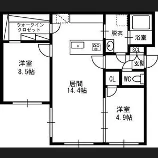 レジデンスサッポロKOULU【1階】の間取り