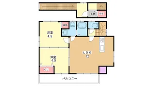 大阪府豊中市旭丘【アパート】の間取り