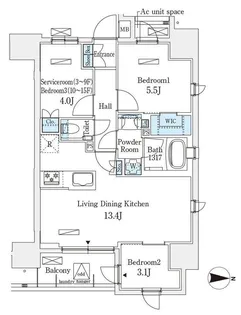 アヴァンカーサ町屋【9階】の間取り