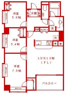 リシェ新横浜アネックス【7階】の間取り