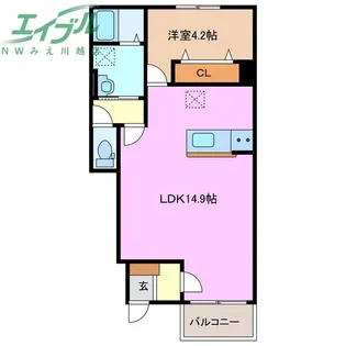 ベレッツァ四日市伊坂台【1階】の間取り