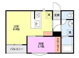 ラテ古町【2階】の間取り