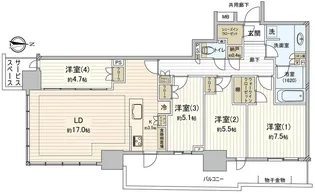 幕張ベイパーク ライズゲートタワー【24階】の間取り