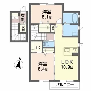 シャン・ド・フルール木町【2階】の間取り