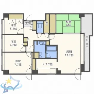 ドミール南17条【9階】の間取り