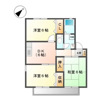 セゾンコートA,B,C,D【2階】の間取り