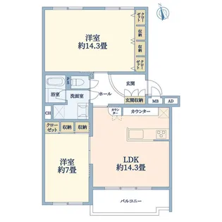 コートハウス玉川1号棟【1階】の間取り