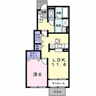 サンセール能瀬II【1階】の間取り
