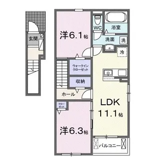 ロイヤル 信濃 A【2階】の間取り