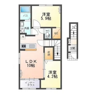 仮)水戸市堀町新築アパート【2階】の間取り