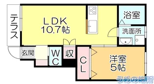 エスカレント広川【1階】の間取り