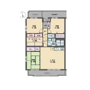 コルティーレ弐番館【3階】の間取り