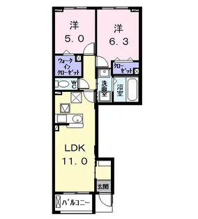 エスポワール プランタン【1階】の間取り