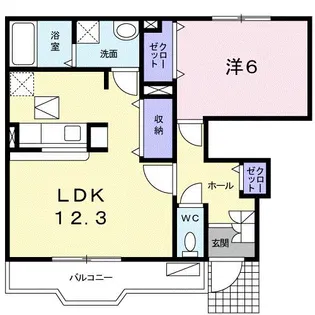 フランドゥーボナール【1階】の間取り