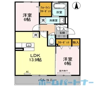 サンフラワー ガーデン B棟【3階】の間取り