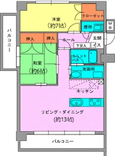 ユピキタス二の宮【4階】の間取り