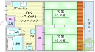 小田原ハイツ【3階】の間取り