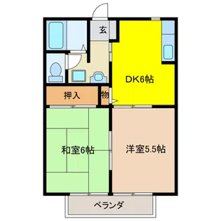 グリーンパークはやのB【2階】の間取り