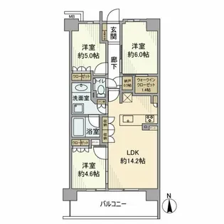 リーフィアレジデンス杉並 井草森公園【3階】の間取り