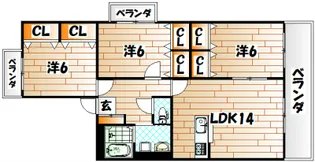 S・E天籟寺マンション【8階】の間取り