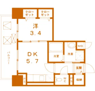大阪府大阪市北区大淀中2【マンション】の間取り
