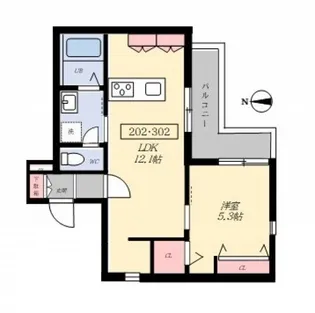 メゾンイセモトNo.1【2階】の間取り