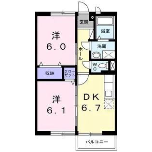2DKの間取り画像