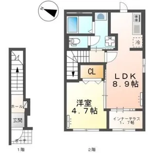広島県福山市北本庄1【アパート】の間取り