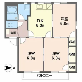 クレセンド楽々園 A棟【2階】の間取り