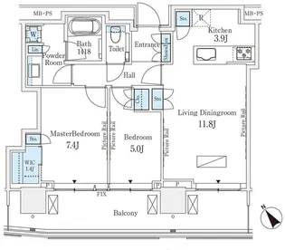 東京都港区赤坂9【マンション】の間取り