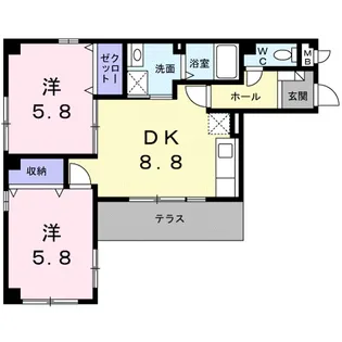 カーサ ソレアード【1階】の間取り