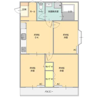 NISHIハイツA【1階】の間取り
