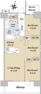 シティテラス今福鶴見【5階】の間取り