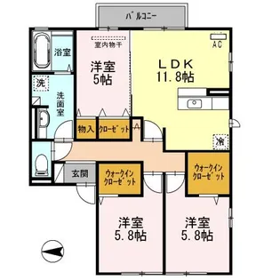ハピネスA【2階】の間取り