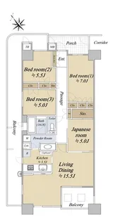 リバーガーデンコスモスクエア【8階】の間取り