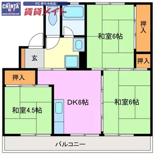ビレッジハウス伊勢南部1号棟【5階】の間取り