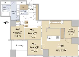 ワールドシティタワーズアクアタワー【35階】の間取り