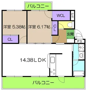 テラスワン【2階】の間取り