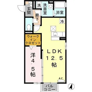 クレセントコートB棟【1階】の間取り