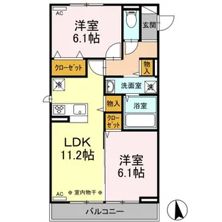 D room姉体II【2階】の間取り