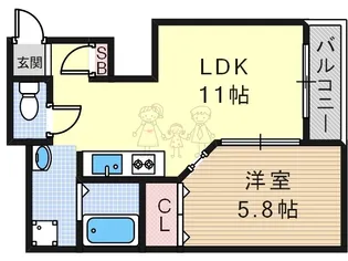 ロイヤル北田辺【4階】の間取り