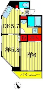 グローリアパレス壱番館【7階】の間取り