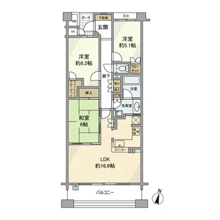 湘南袖ヶ浜レジデンスB棟【2階】の間取り