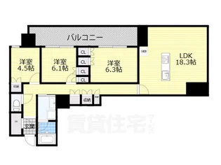 RJR堺筋本町タワー【3階】の間取り