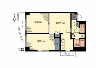 リヴァーストーン大岡山【2階】の間取り