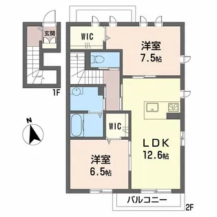 アンルミエール A棟【2階】の間取り