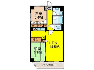 クレセント武蔵関【5階】の間取り