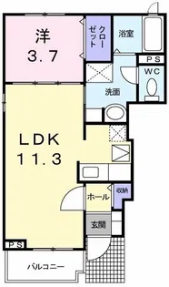 カサブランカ・ガーデン A【1階】の間取り