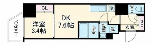 アプリーレ松屋町【14階】の間取り